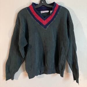 Vintage 90s John Ashford Cotton Collection V-Neck‎ Knitted Sweater
